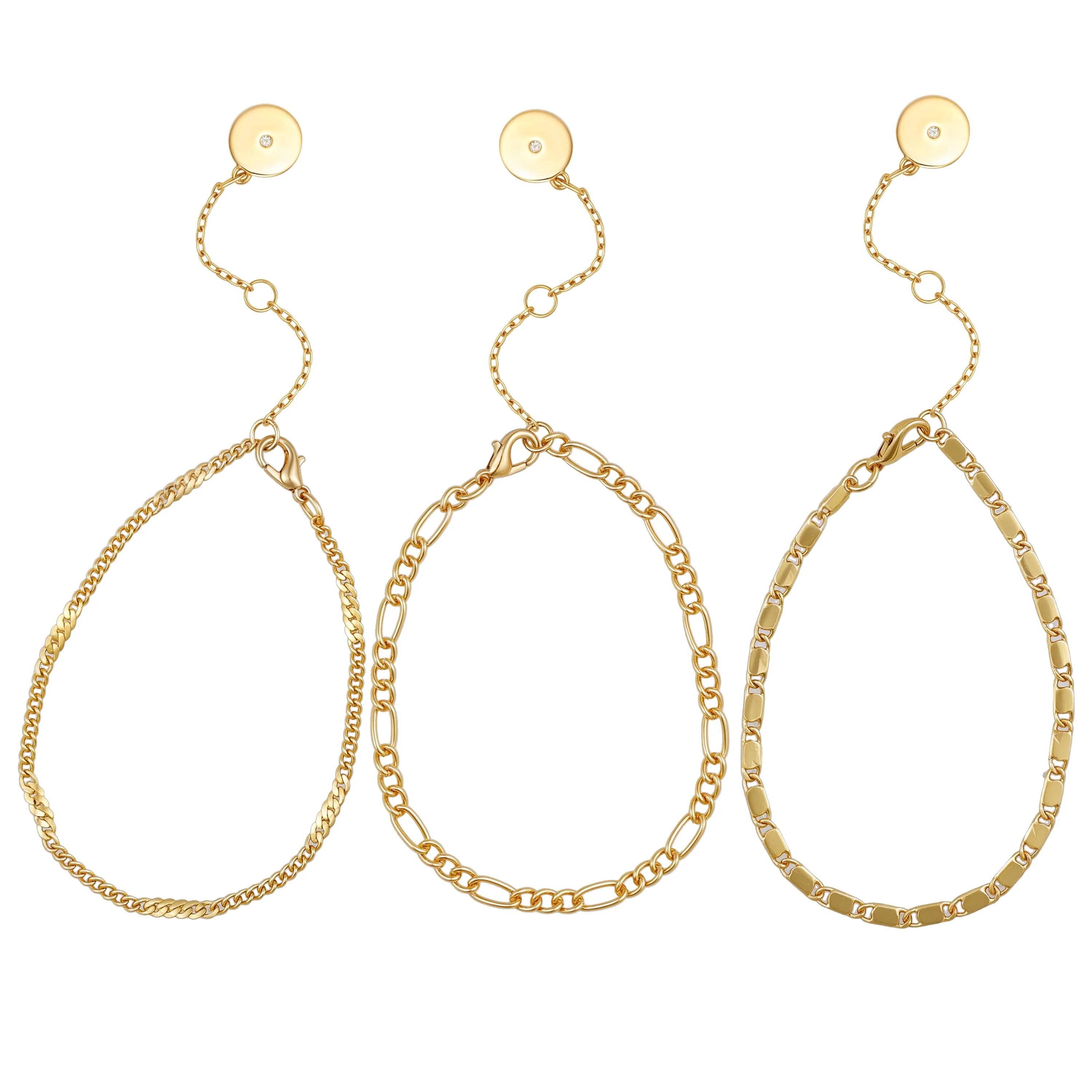 3 Piece Goldtone Chain Bracelets - Image 2