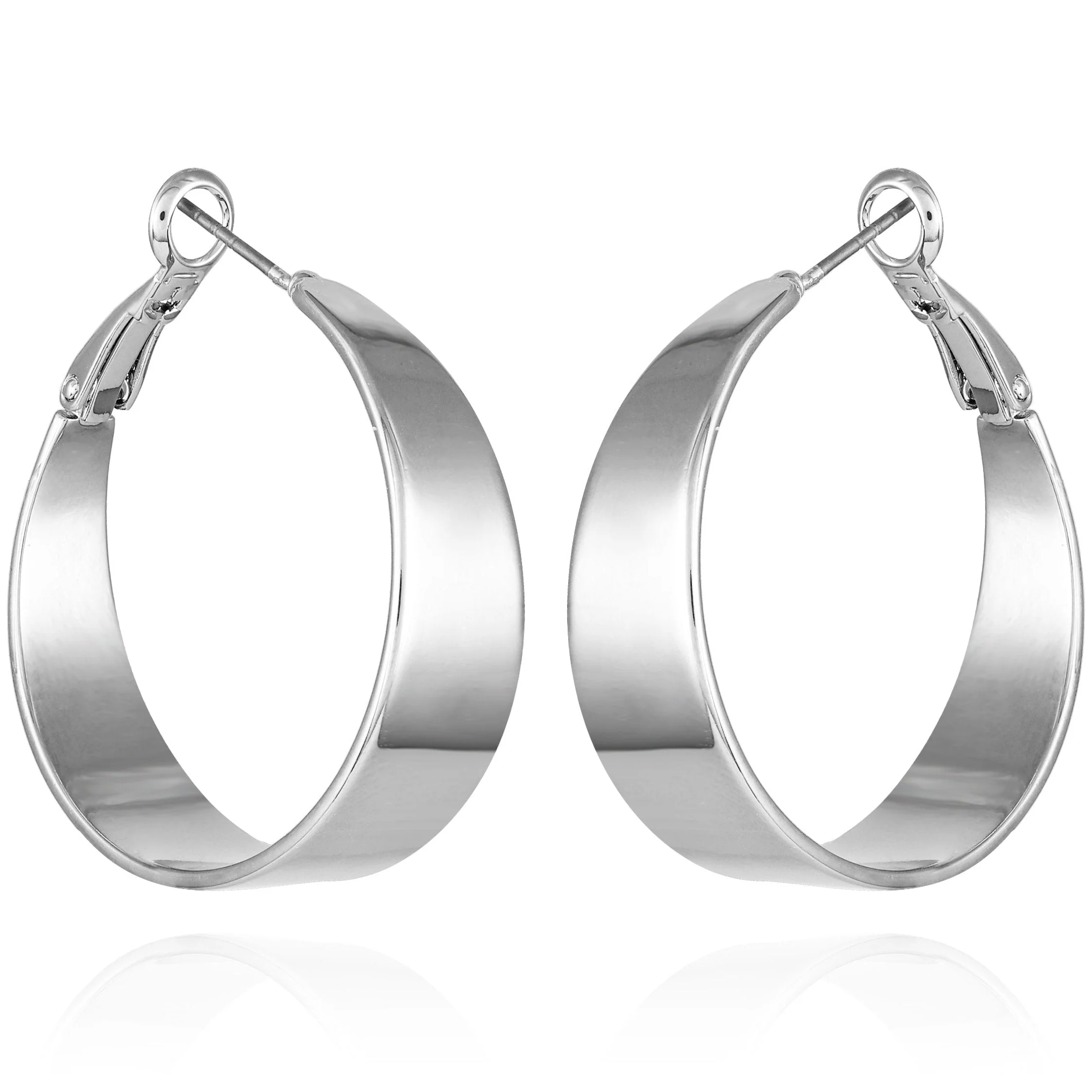 Band Thick Hoop Earrings - Image 2