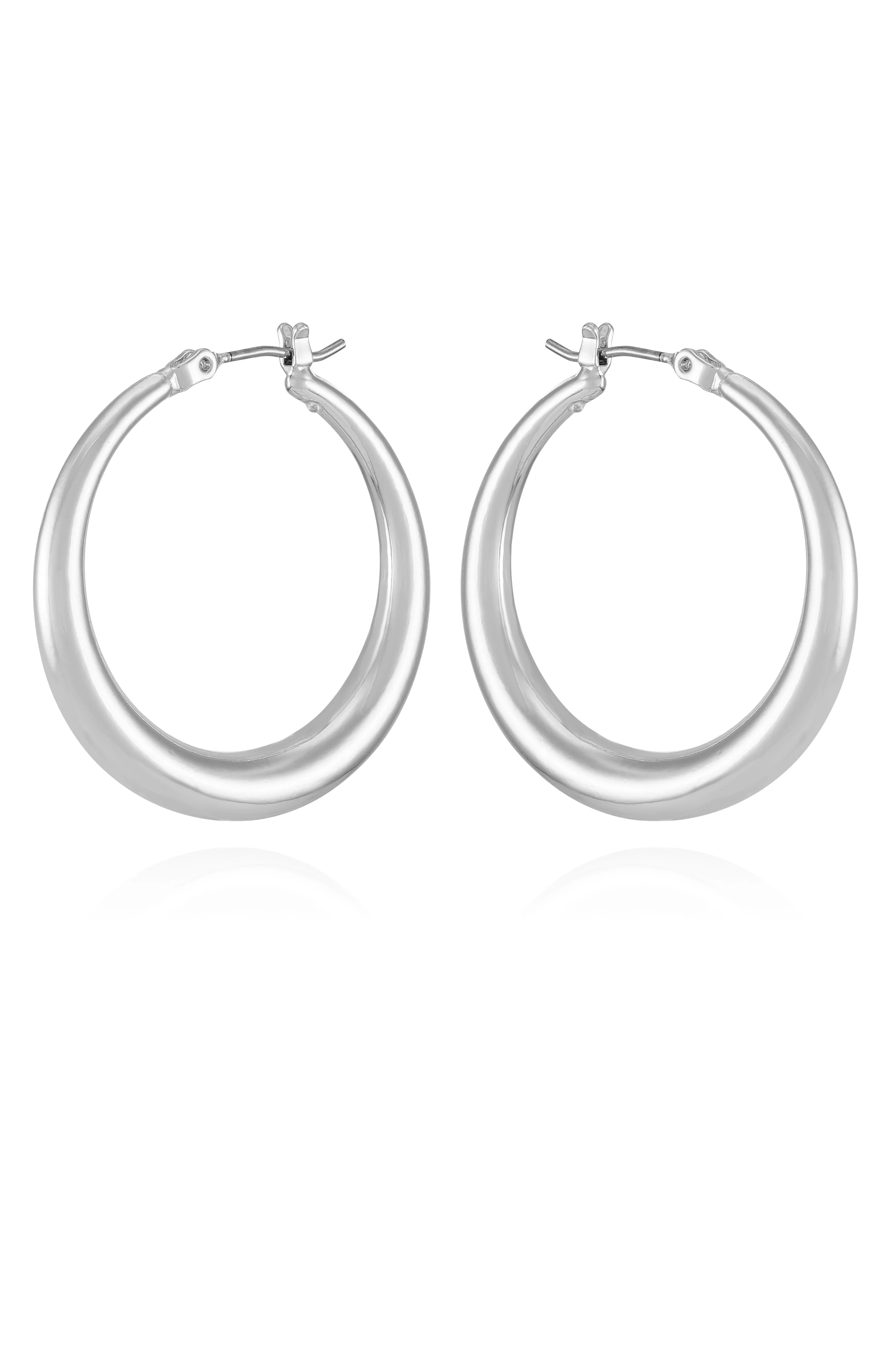 Classic Silvertone Hoop Earrings - Image 2