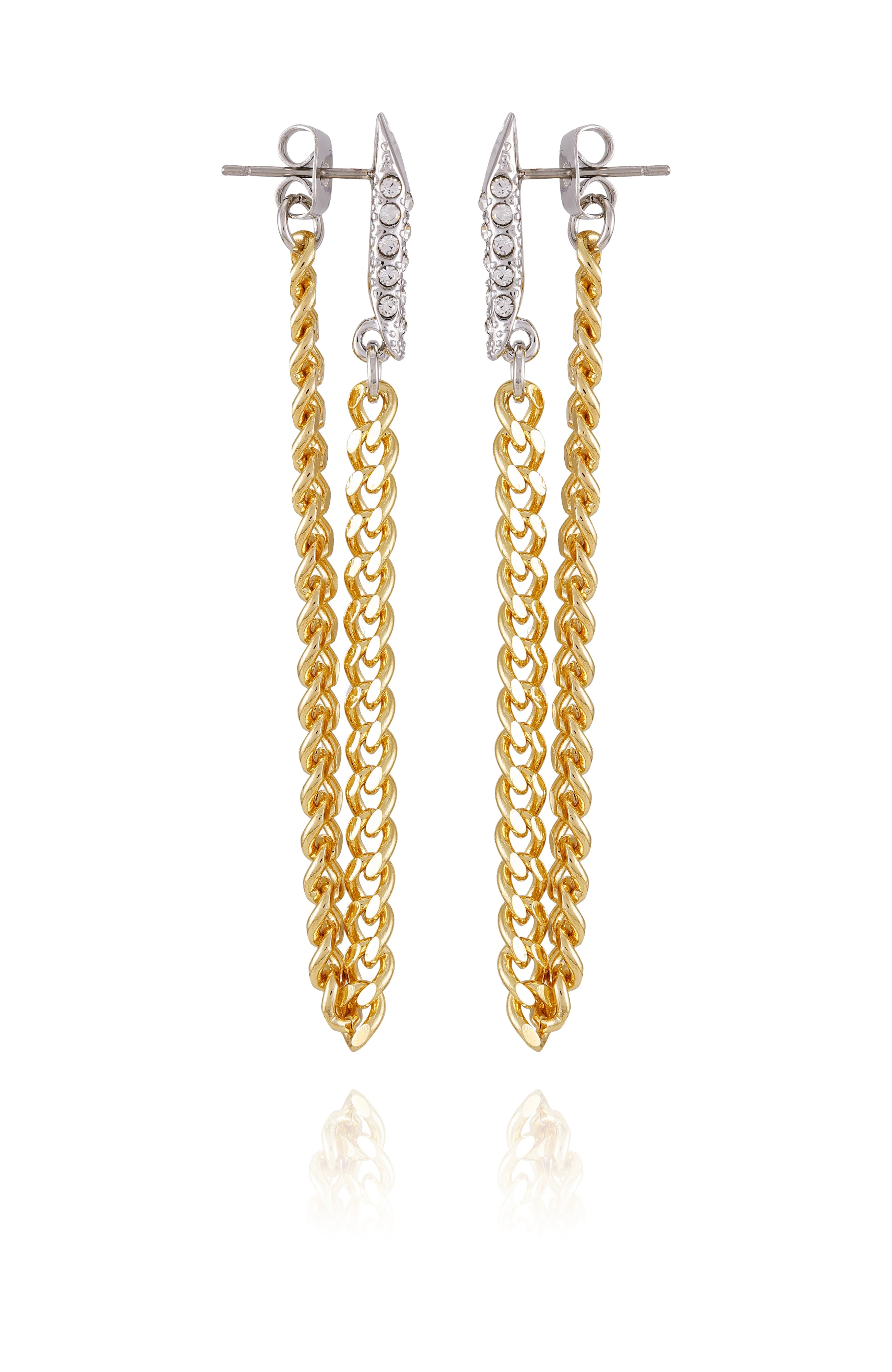 Crystal Stone Chain Drop Statement Earrings - Image 2