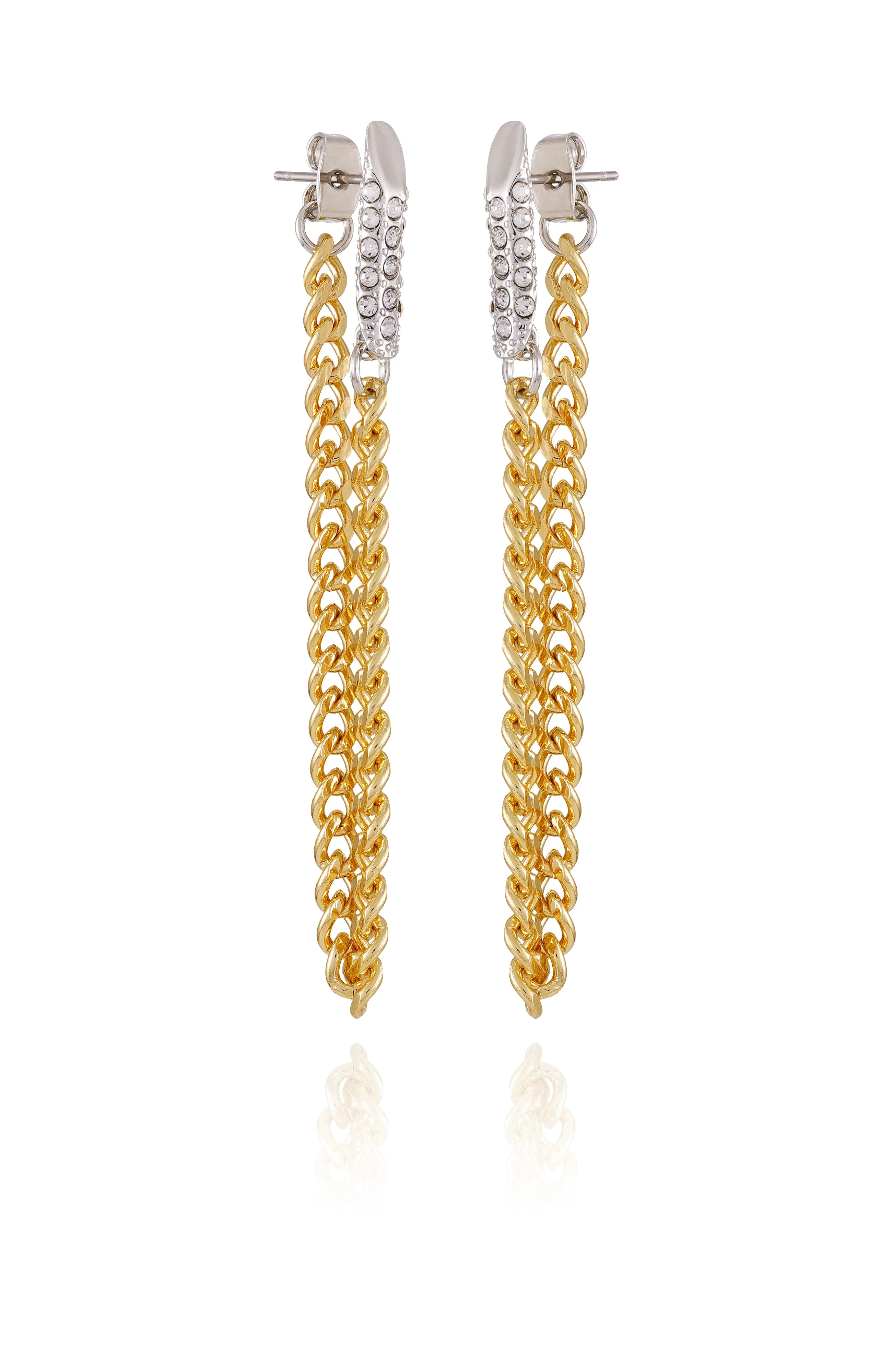 Crystal Stone Chain Drop Statement Earrings - Image 3