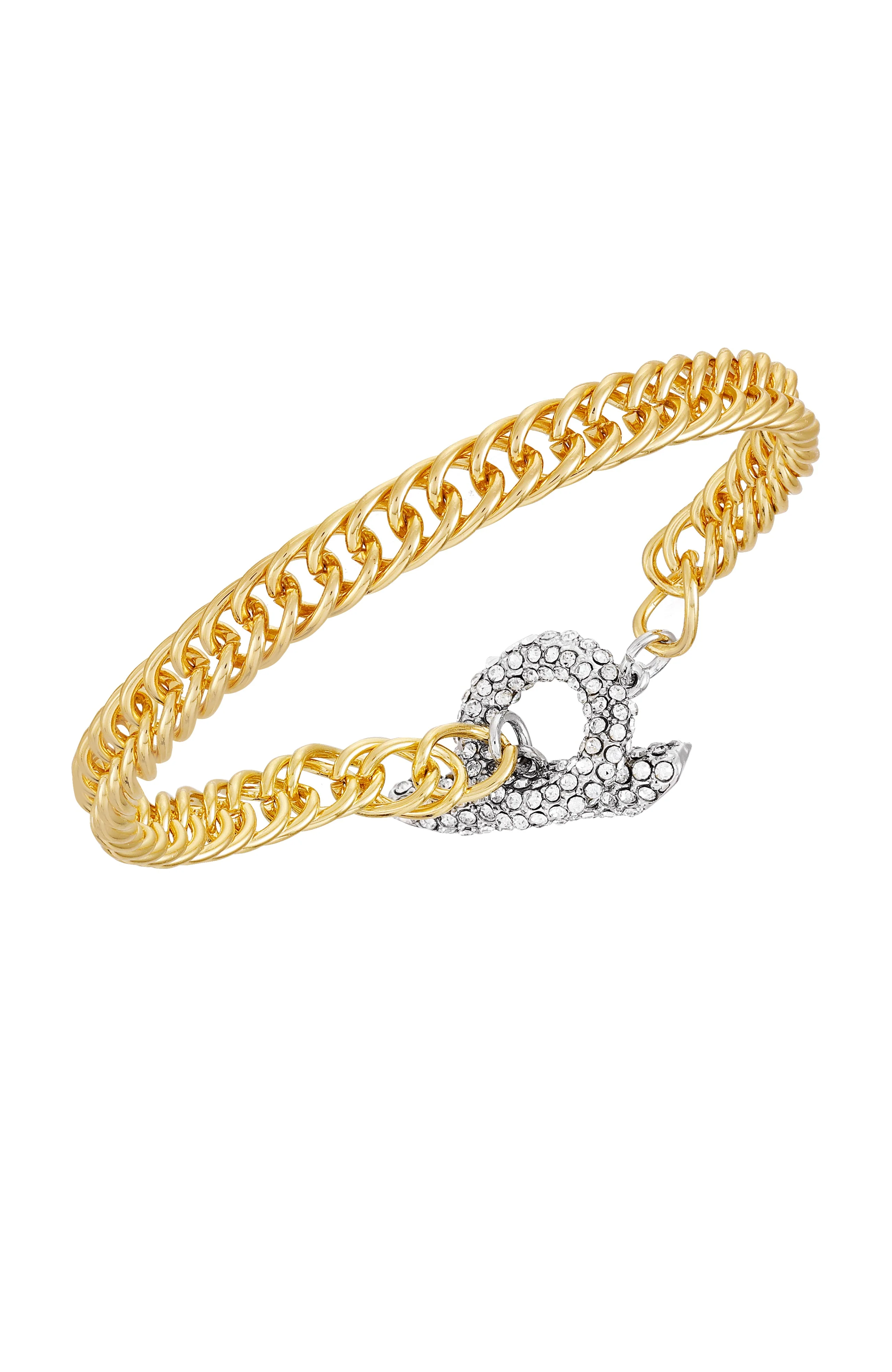 Goldtone & Crystal Toggle Chain Bracelet - Image 2