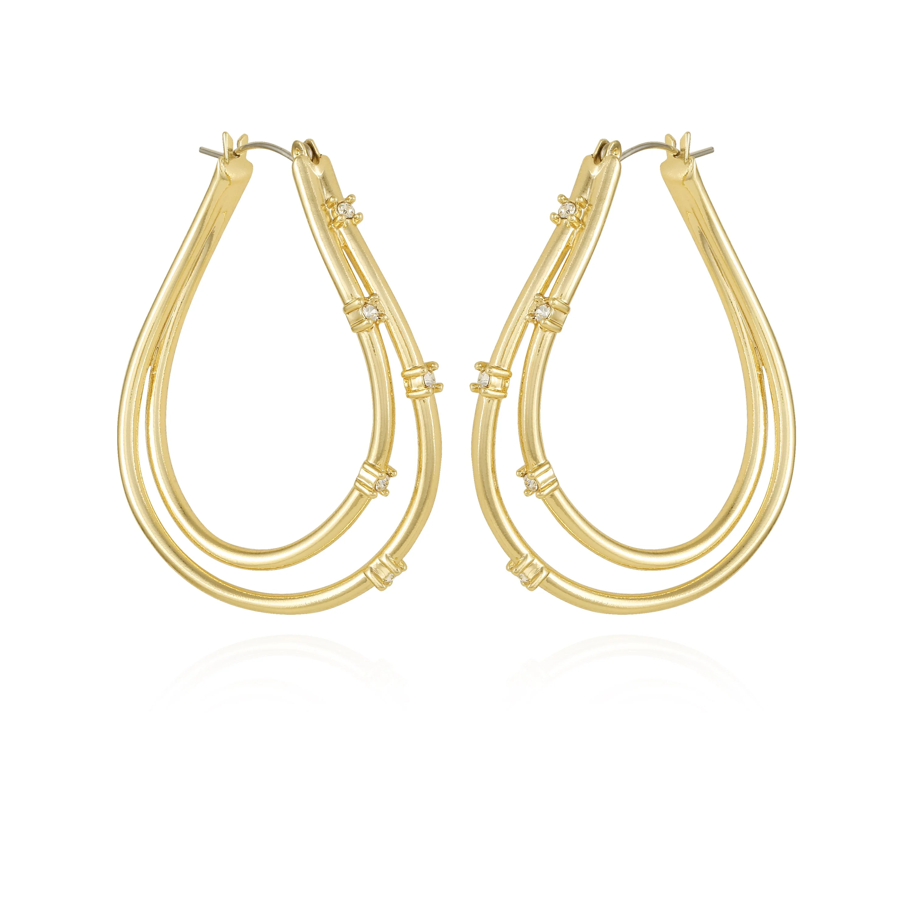 Goldtone Double Oval Hoop Earrings