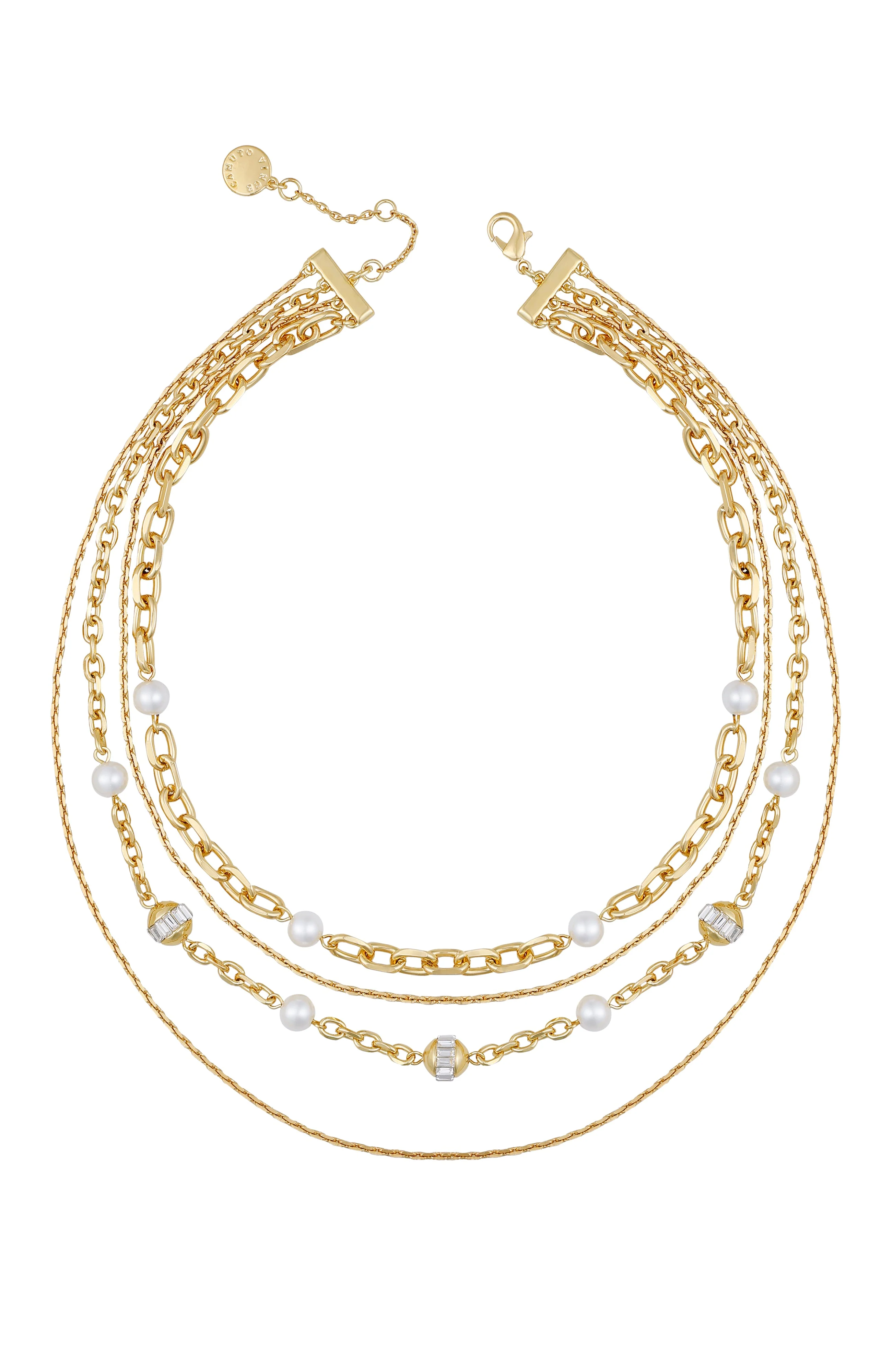 Layered Goldtone Chain Pearl Necklace - Image 2