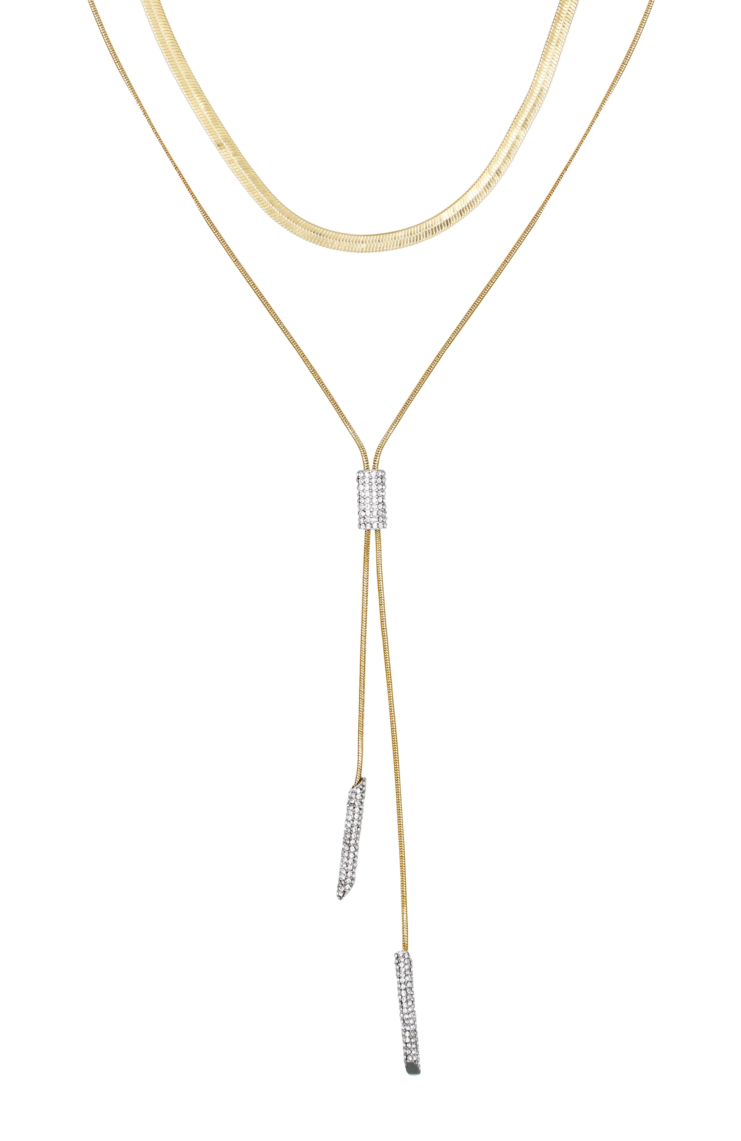 Layered Goldtone & Crystal Pendant Necklace