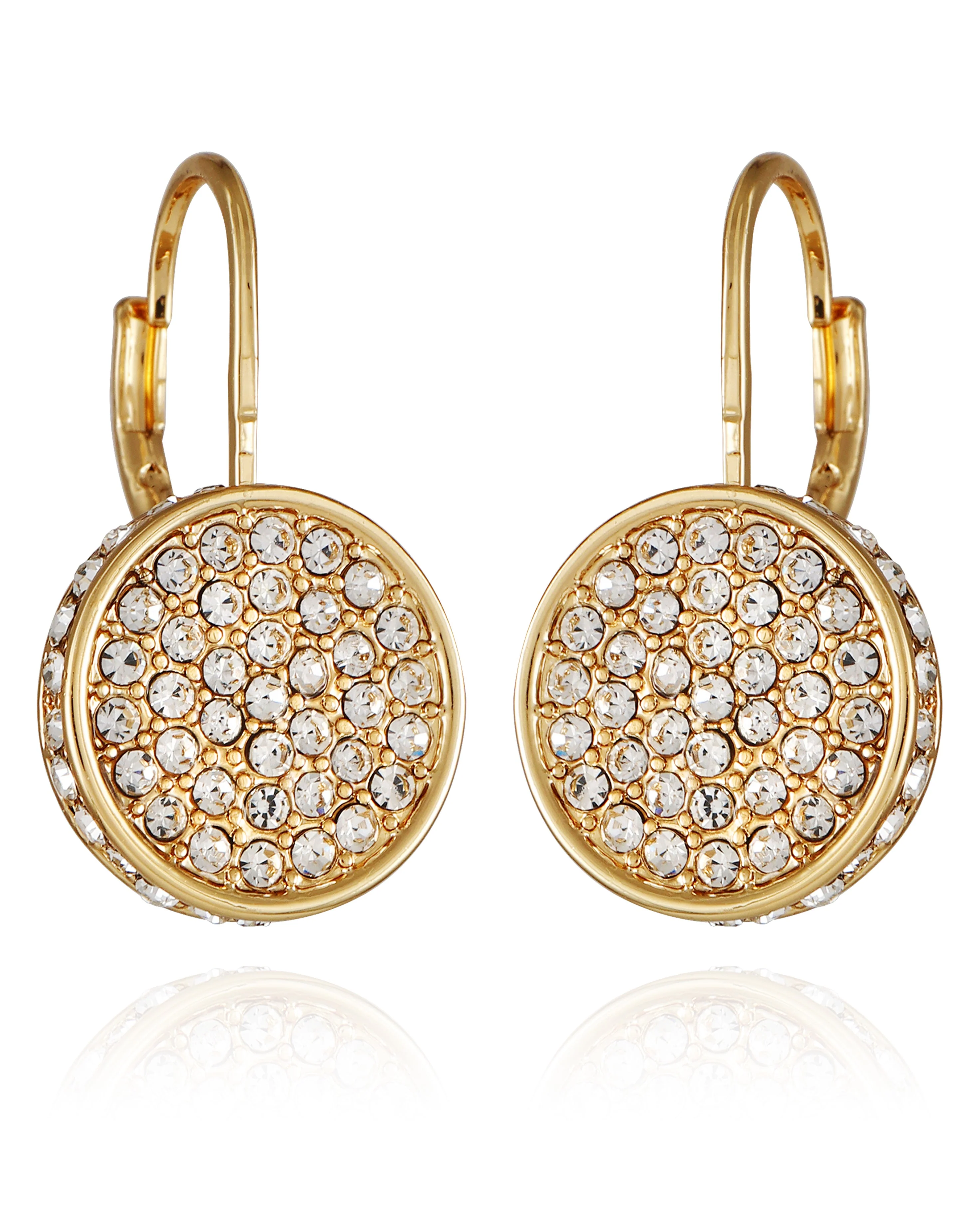 Pave Goldtone Drop Earrings - Image 2