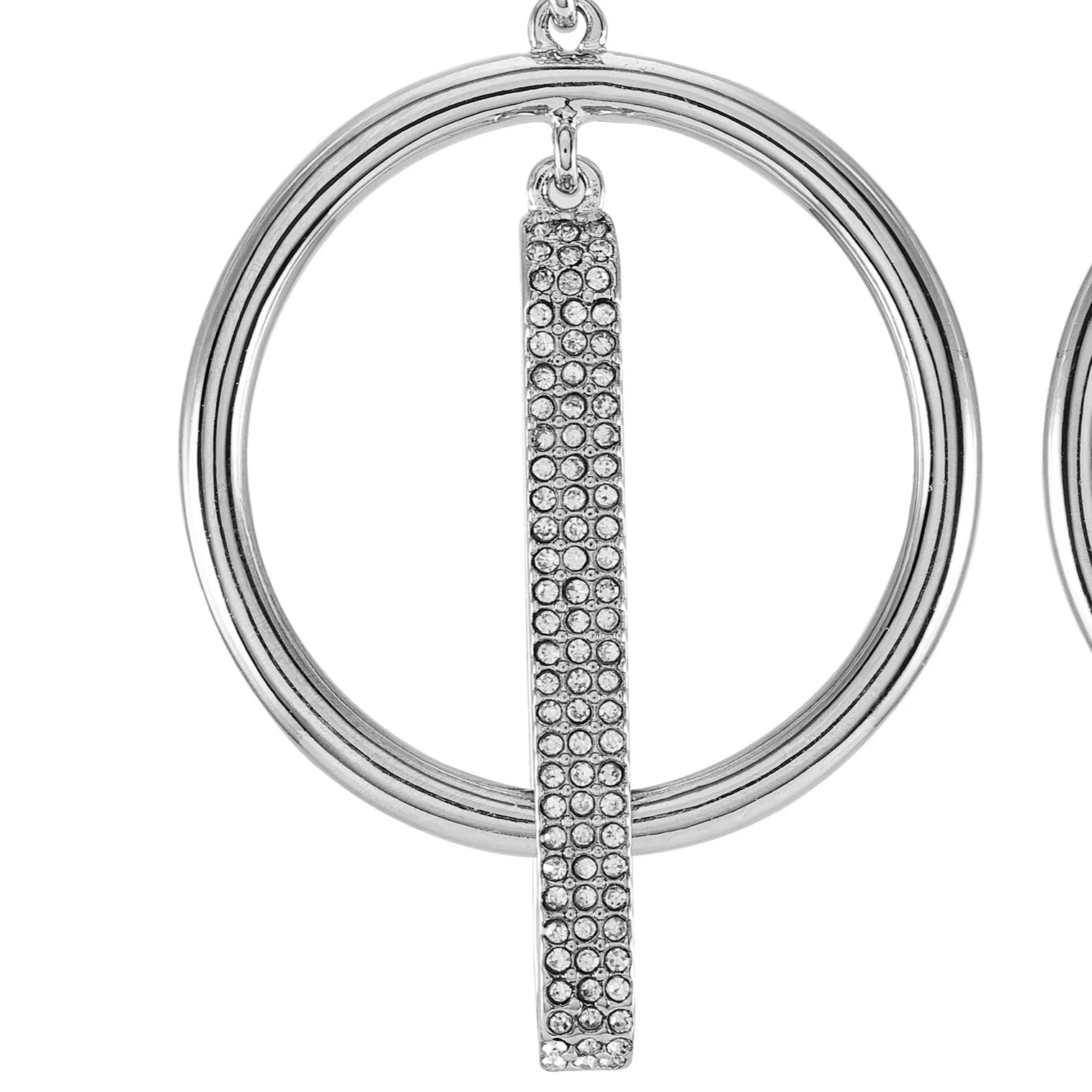 Silvertone Hoop Drop Clip On Earrings - Image 2