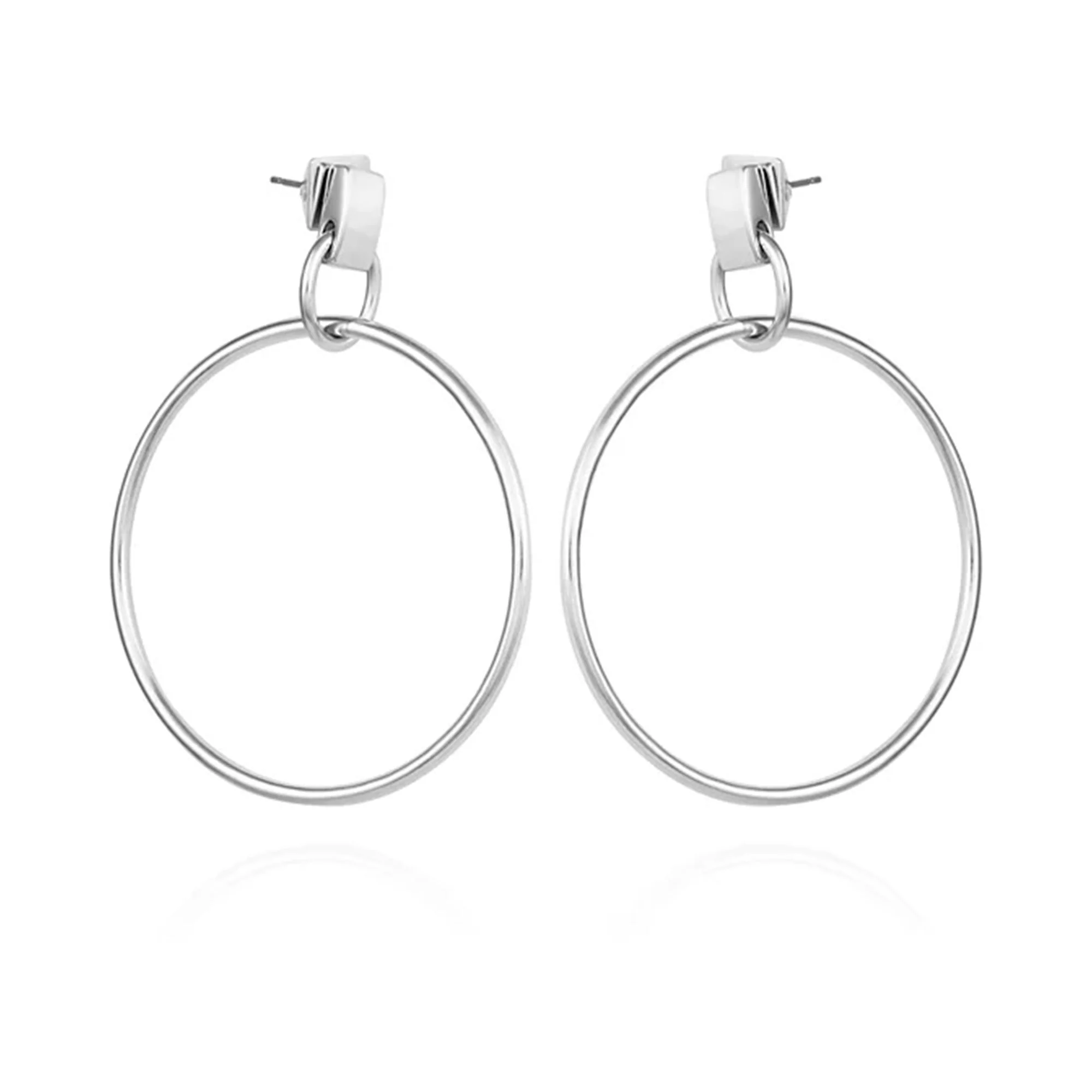 Silvertone Hoop Drop Earrings