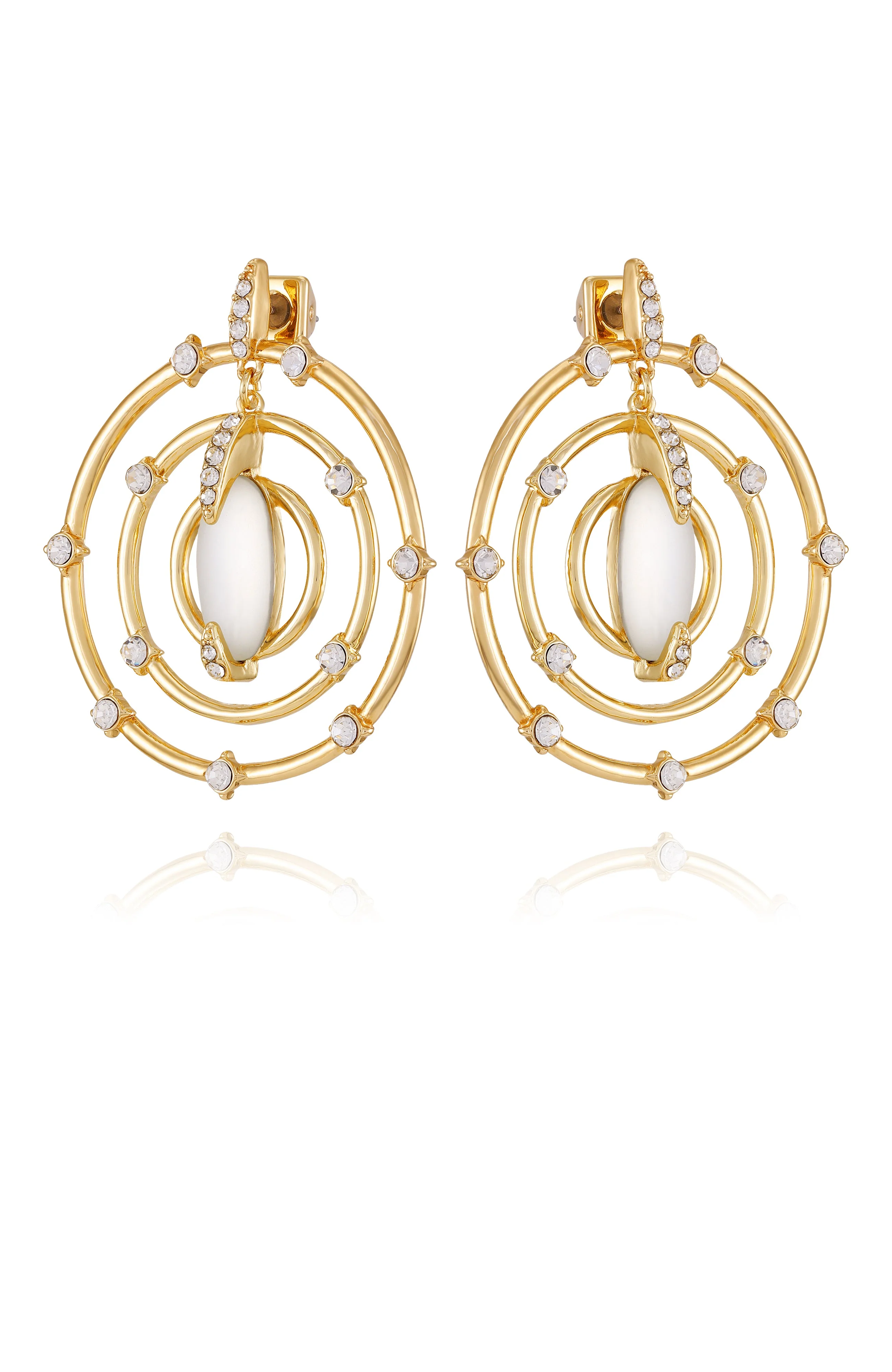Statement Goldtone & Crystal Drop Earrings