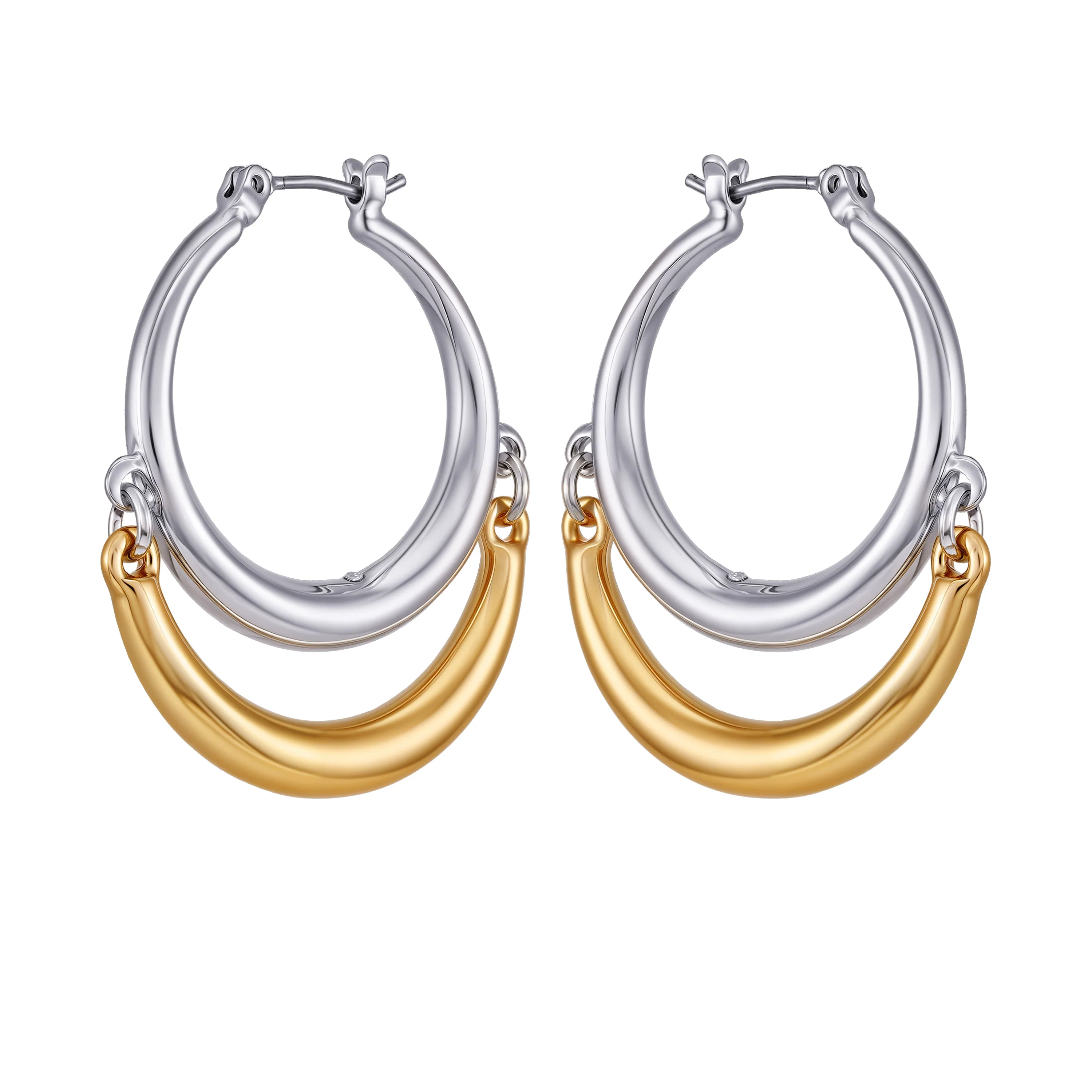 Two Tone Hoop Earrings - Image 2
