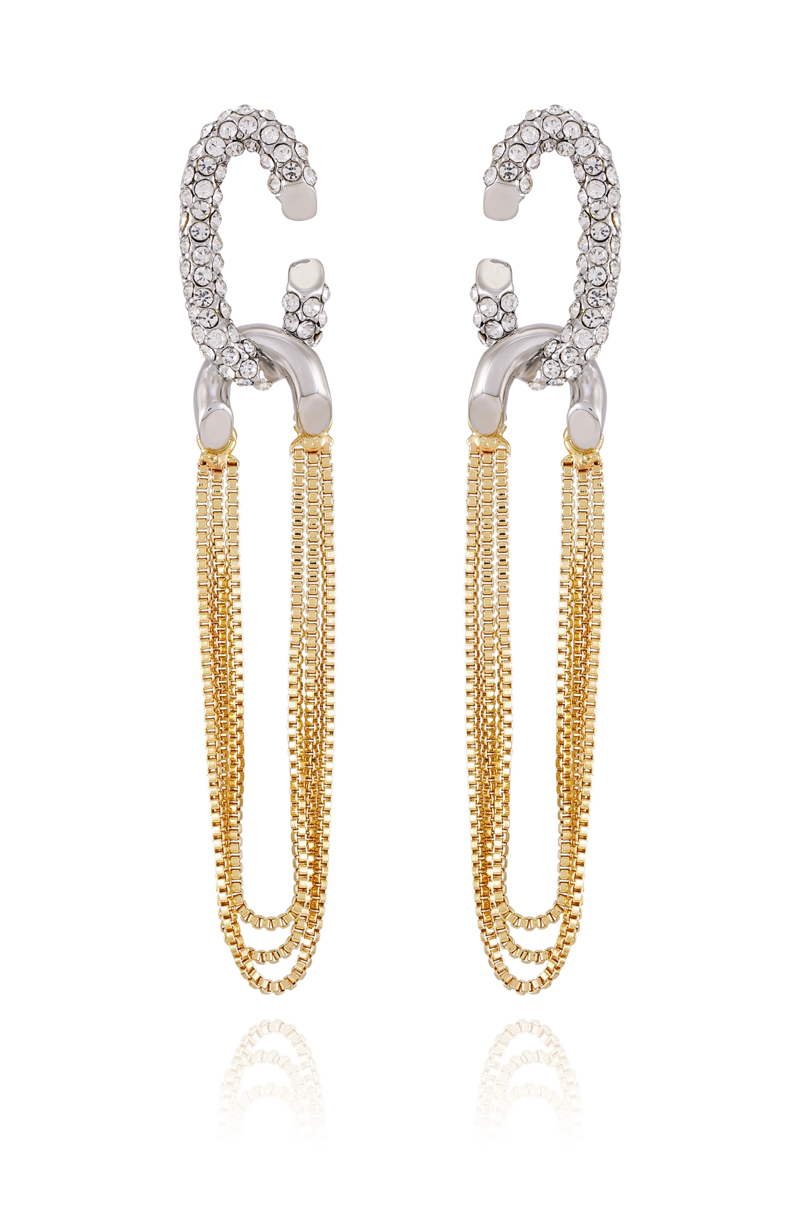 Twotone Link Chain Drop Dangle Earrings