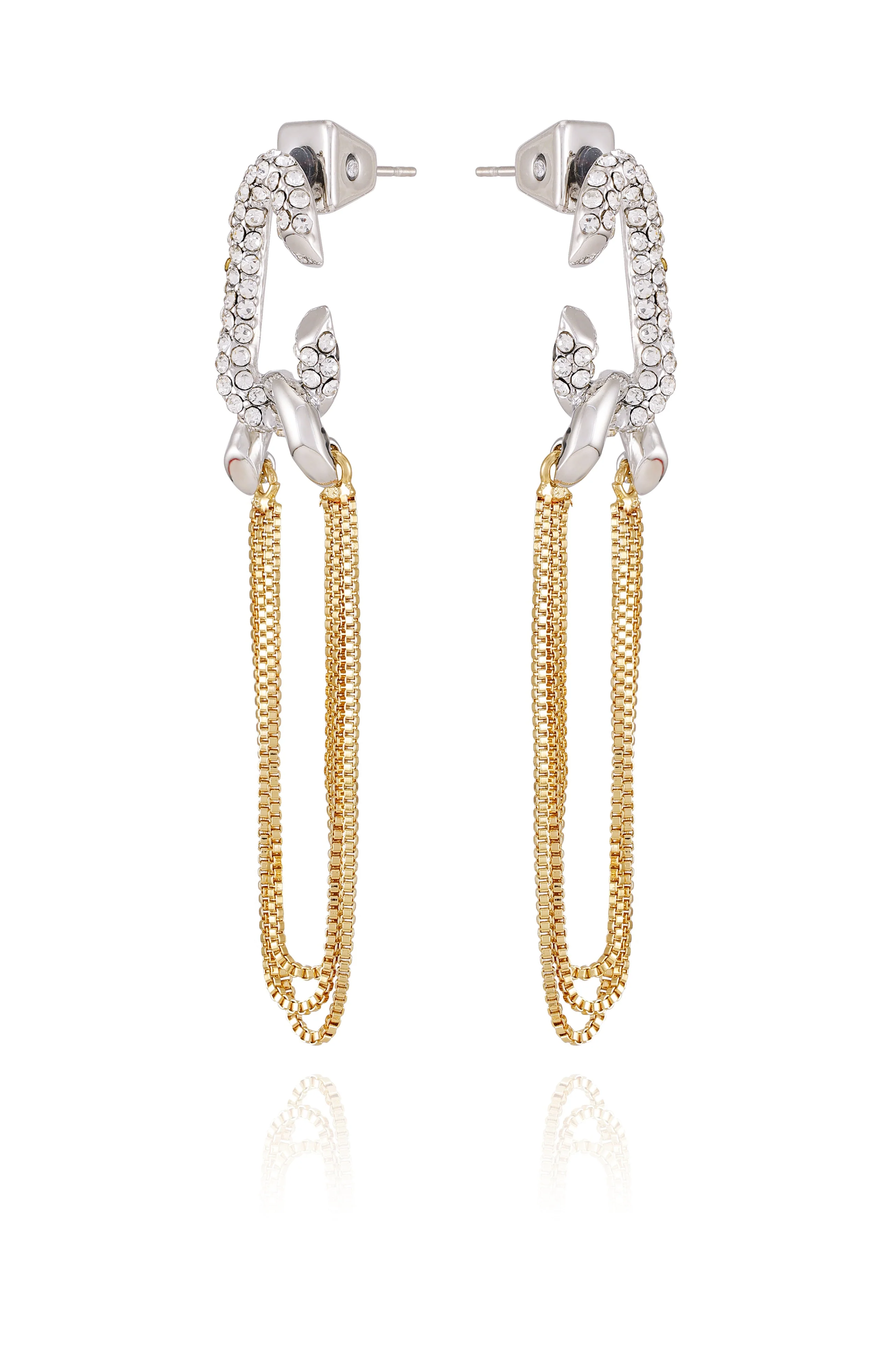 Twotone Link Chain Drop Dangle Earrings - Image 2